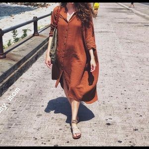 Gauzey brown cotton midi dress by The Podolls